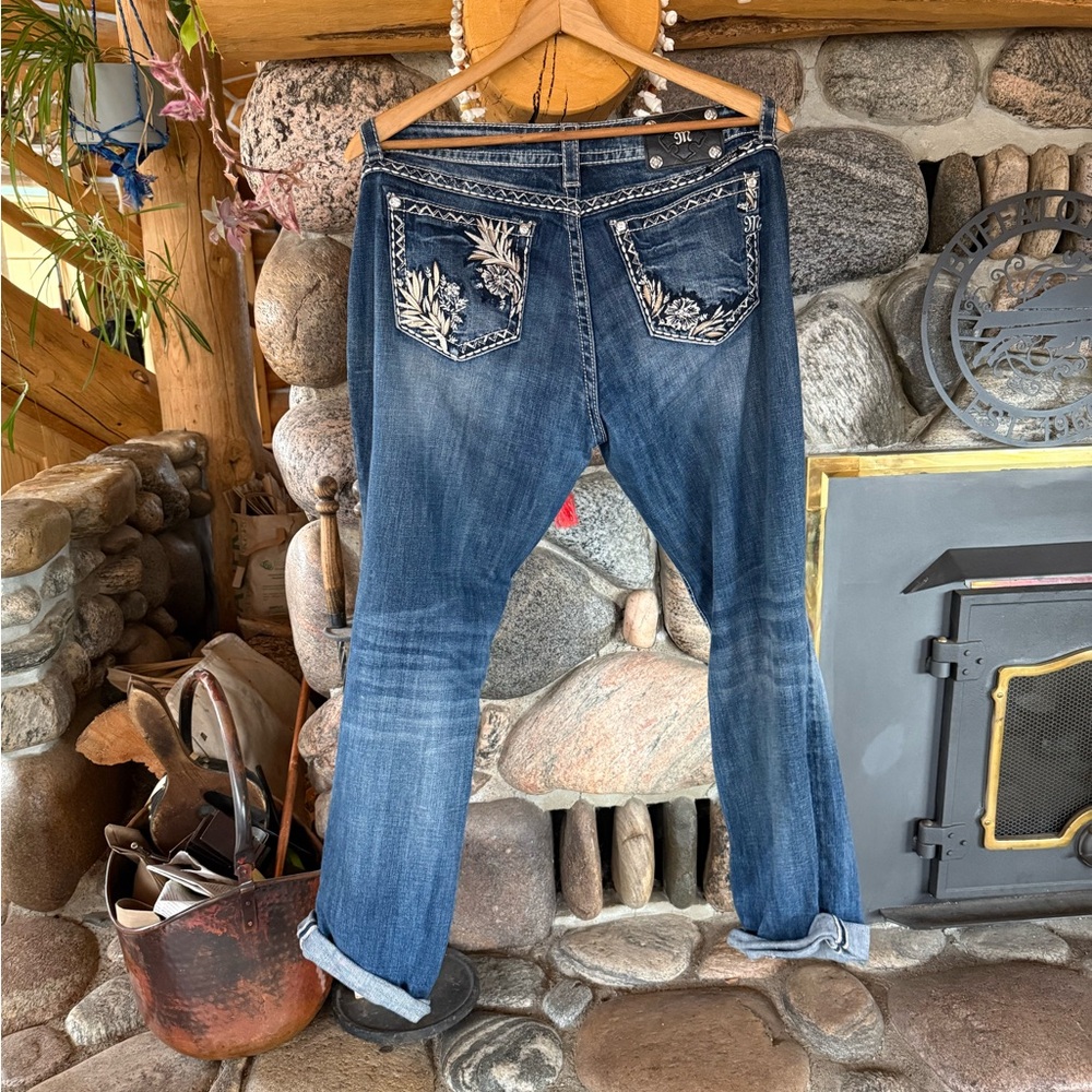 Miss Me Embroidered Blue Jean